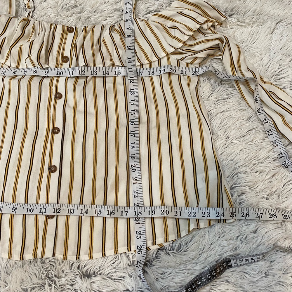 Maurices Striped Ruffle Button-Front Off-Shoulder Top NWT Size Small - Picture 11 of 12